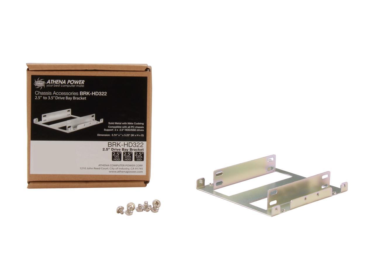 Athena Power BRK-HD322 Drive Bay: 1 x 3.5" to 2 x 2.5" SSDs/HDDs Bracket