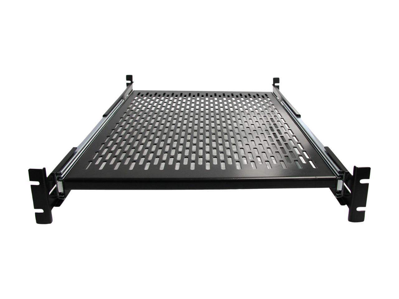 StarTech.com UNISLDSHF19 2U Adjustable Mounting Depth Vented Sliding Rack Mount Shelf - 50 lbs / 22.7 kg - Sliding Server Rack Shelf - Server Cabinet Shelf