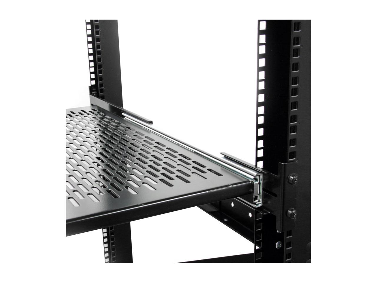 StarTech.com UNISLDSHF19 2U Adjustable Mounting Depth Vented Sliding Rack Mount Shelf - 50 lbs / 22.7 kg - Sliding Server Rack Shelf - Server Cabinet Shelf