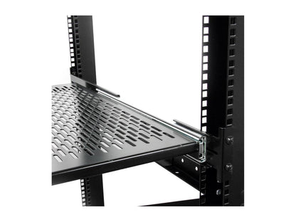 StarTech.com UNISLDSHF19 2U Adjustable Mounting Depth Vented Sliding Rack Mount Shelf - 50 lbs / 22.7 kg - Sliding Server Rack Shelf - Server Cabinet Shelf