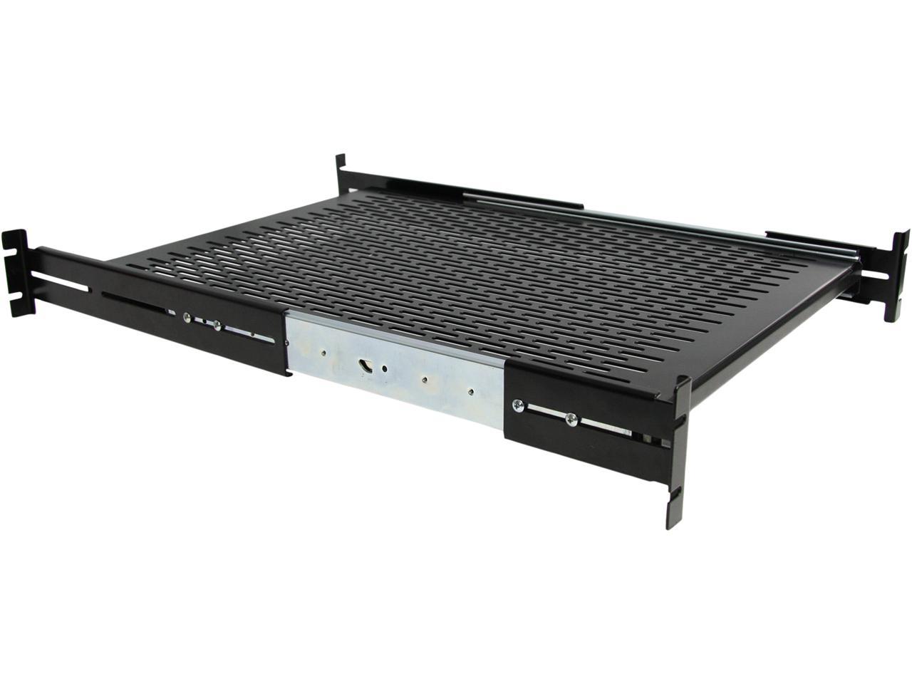 StarTech.com UNISLDSHF19 2U Adjustable Mounting Depth Vented Sliding Rack Mount Shelf - 50 lbs / 22.7 kg - Sliding Server Rack Shelf - Server Cabinet Shelf