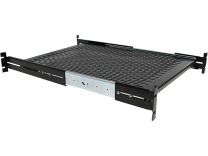 StarTech.com UNISLDSHF19 2U Adjustable Mounting Depth Vented Sliding Rack Mount Shelf - 50 lbs / 22.7 kg - Sliding Server Rack Shelf - Server Cabinet Shelf