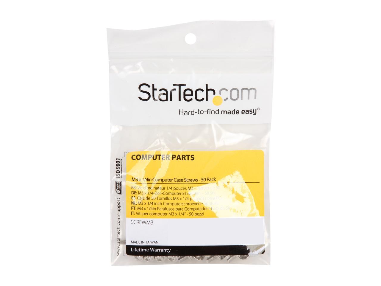 StarTech.com SCREWM3 PC Mounting Computer Screws M3 x 1/4in Long Standoff - 50 Pack
