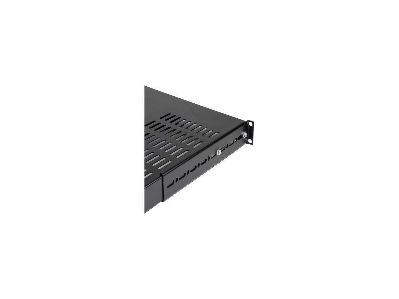 StarTech.com ADJSHELFHDV 1U Adjustable Mounting Depth Vented Rack Mount Shelf - Heavy Duty Fixed Server Rack Cabinet Shelf - 250 lbs / 113 kg