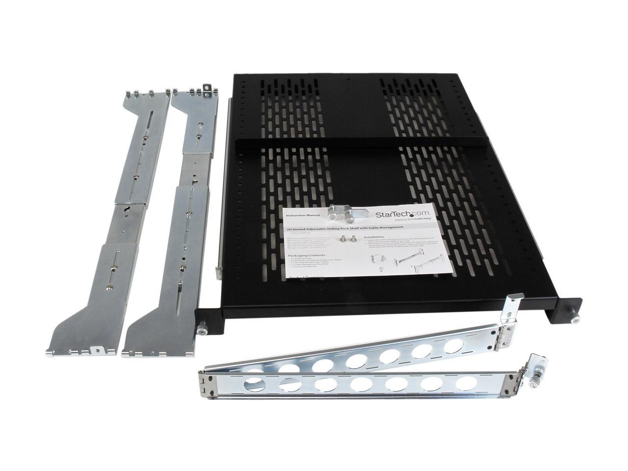 StarTech.com 2U Vented Sliding Rack Shelf w/ Cable Management Arm & Adjustable Mounting Depth - 125lbs / 56.7kg