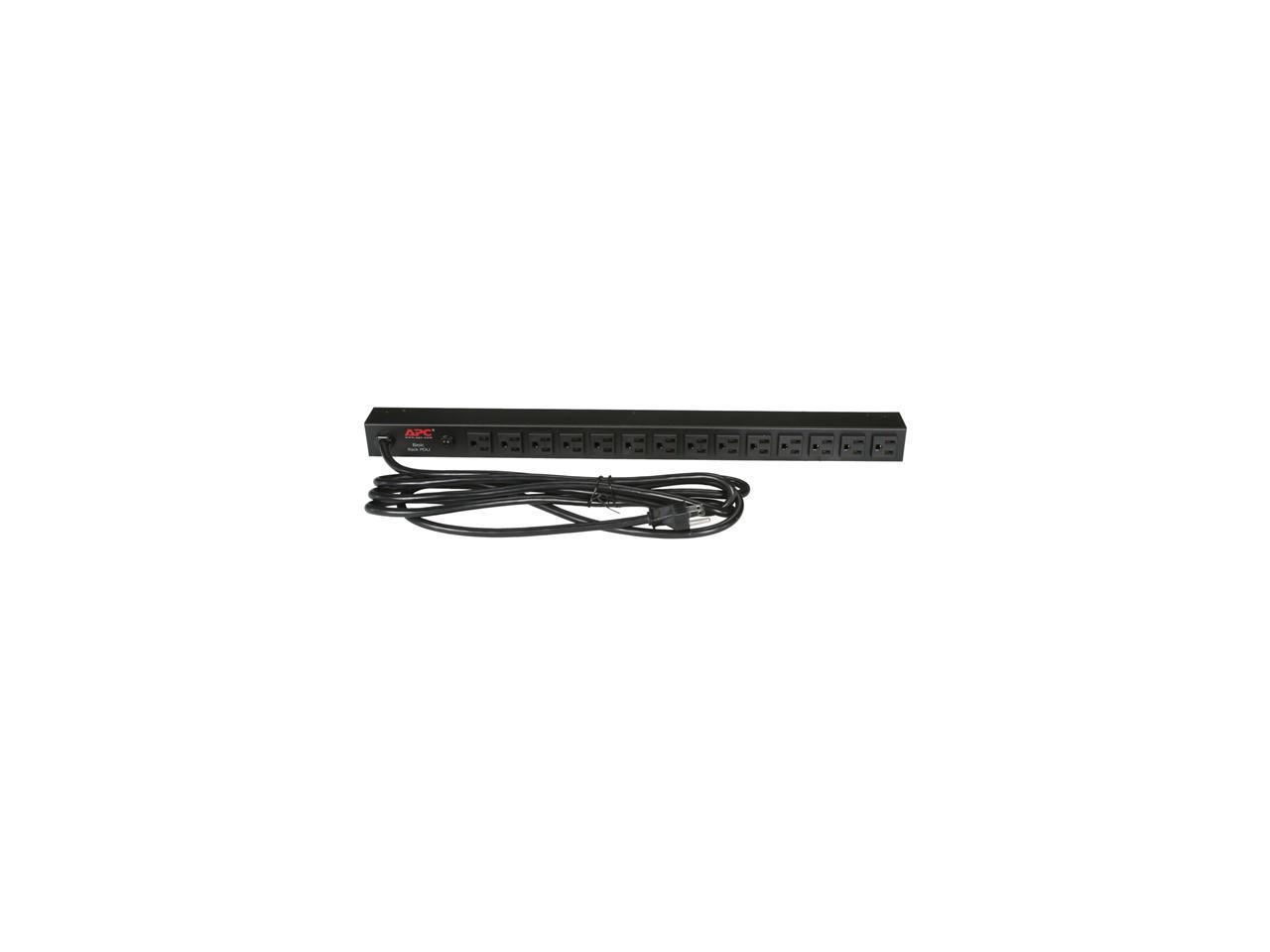 APC Rack Mount PDU, Basic 100V-120V/15A, (14) Outlets, 0U Vertical Rackmount (AP9567)