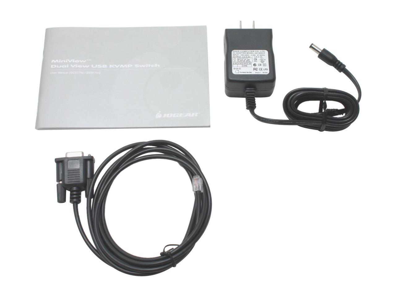 IOGEAR GCS1744 4-Port Dual View KVM Switch w/Audio and USB Peripheral Sharing