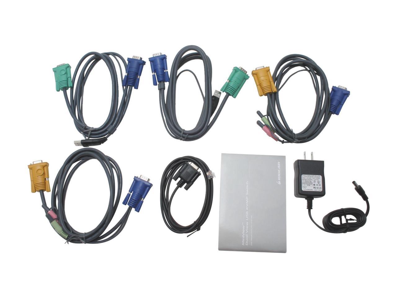 IOGEAR GCS1742 2-Port Dual View KVM Switch w/Audio and USB Peripheral Sharing