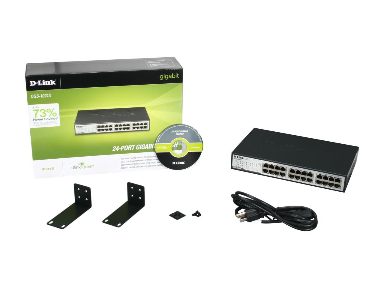D-Link DGS-1024D Unmanaged 24-Port Gigabit Unmanaged Desktop or Rackmount Switch