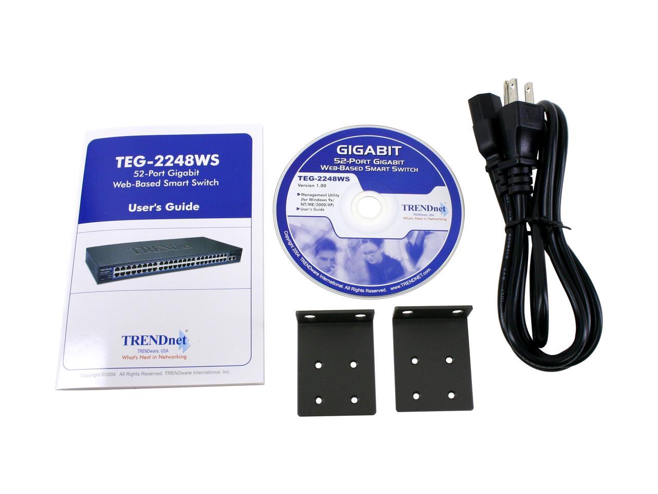 TRENDnet 48-Port 10/100 Mbps Ethernet and 4-Port Gigabit Web Smart Switch with 2 Mini-GBIC Slots, TEG-2248WS. Limited Life Time Warranty