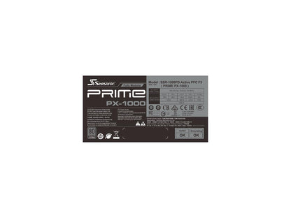 Seasonic PRIME PX-1000, 1000W 80+ Platinum, Full Modular, Fan Control in Fanless, Silent, and Cooling Mode, 12 Year Warranty, Perfect Power Supply for Gaming and High-Performance Systems, SSR-1000PD.