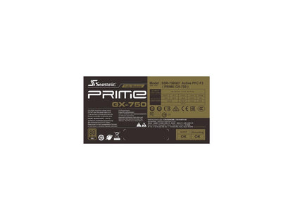 Seasonic PRIME GX-750, 750W 80+ Gold, Full Modular, Fan Control in Fanless, Silent, and Cooling Mode, 12 Year Warranty, Perfect Power Supply for Gaming and High-Performance Systems, SSR-750GD2.