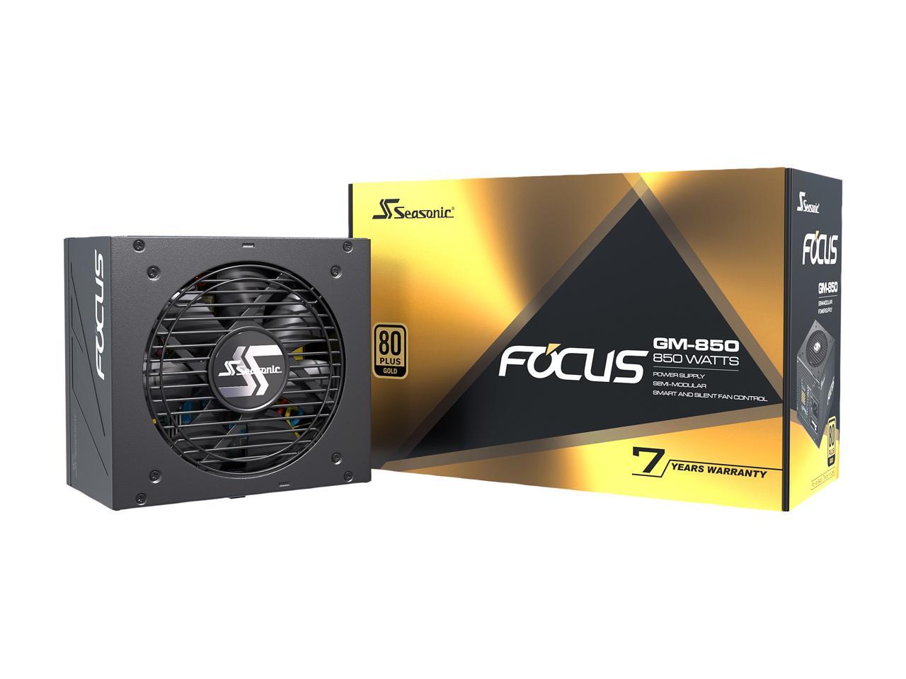 Seasonic FOCUS GM-850, 850W 80+ Gold, Semi-Modular, Fits All ATX Systems, Fan Control in Silent and Cooling Mode, 7 Year Warranty, Perfect Power Supply for Gaming and Various Application