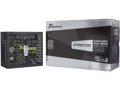 Seasonic PRIME FANLESS PX-450, 450W 80+ Platinum, Full Modular, ATX12V & EPS12V, True Fanless Design, 12 Year Warranty, Perfect Power Supply For Situations That Demand Silence From The Equipment.