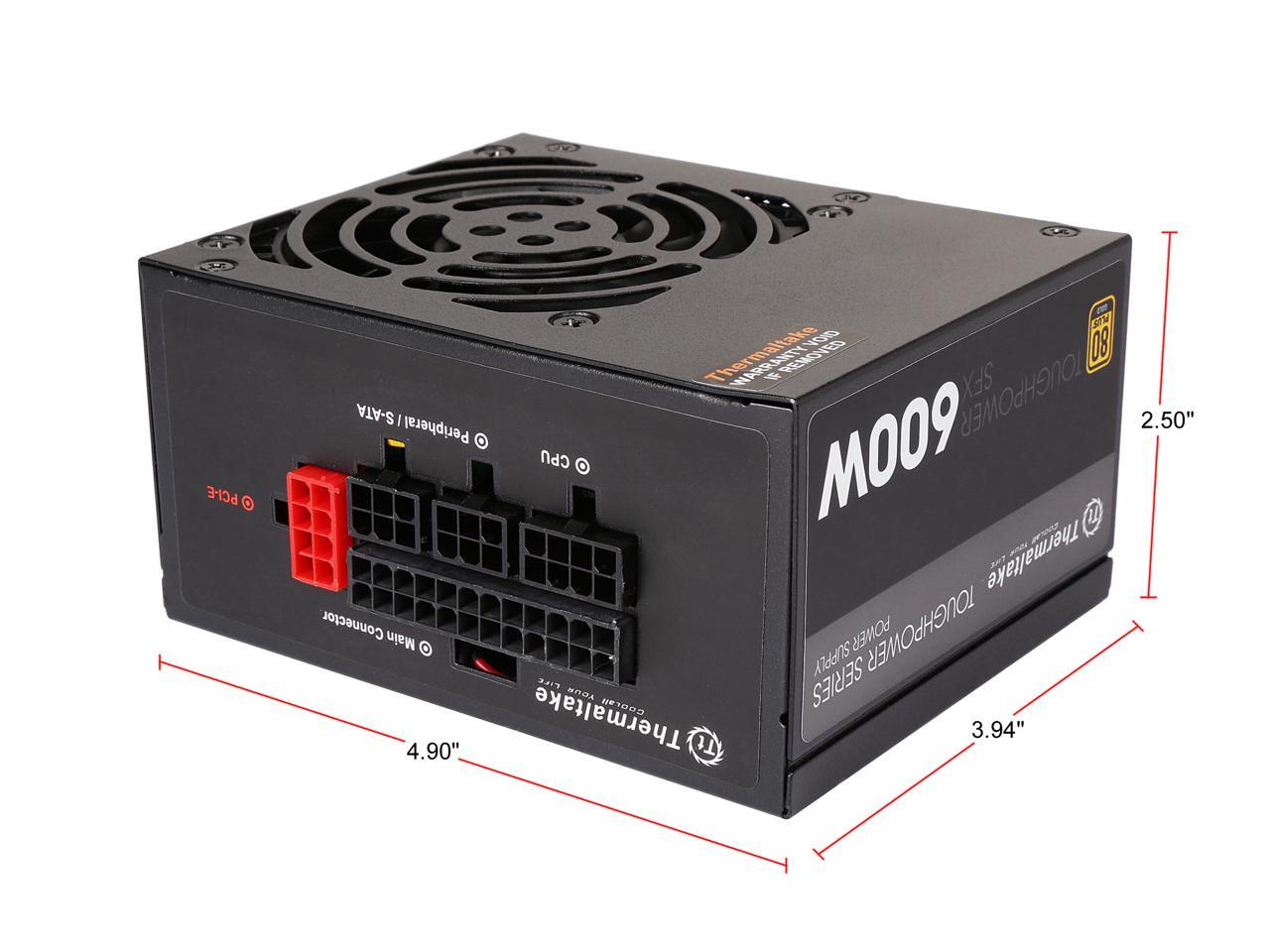 Thermaltake Toughpower SFX/ATX 600W SLI/CrossFire Ready Continuous Power 12V 3.3/ATX 12V 2.4 80 PLUS GOLD Certified Fully Modular Power Supply Skylake C6/C7 Ready PS-STP-0600FPCGUS-G