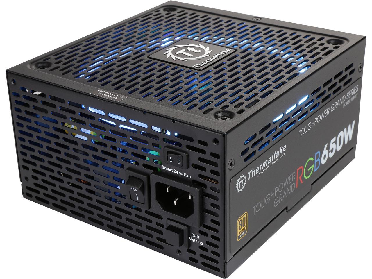Thermaltake Toughpower Grand RGB 650W Smart Zero Fan SLI/CrossFire Ready Continuous Power ATX12V v2.4 / EPS v2.92 80 PLUS GOLD Certified Full Modular Power Supply PS-TPG-0650FPCGUS-R