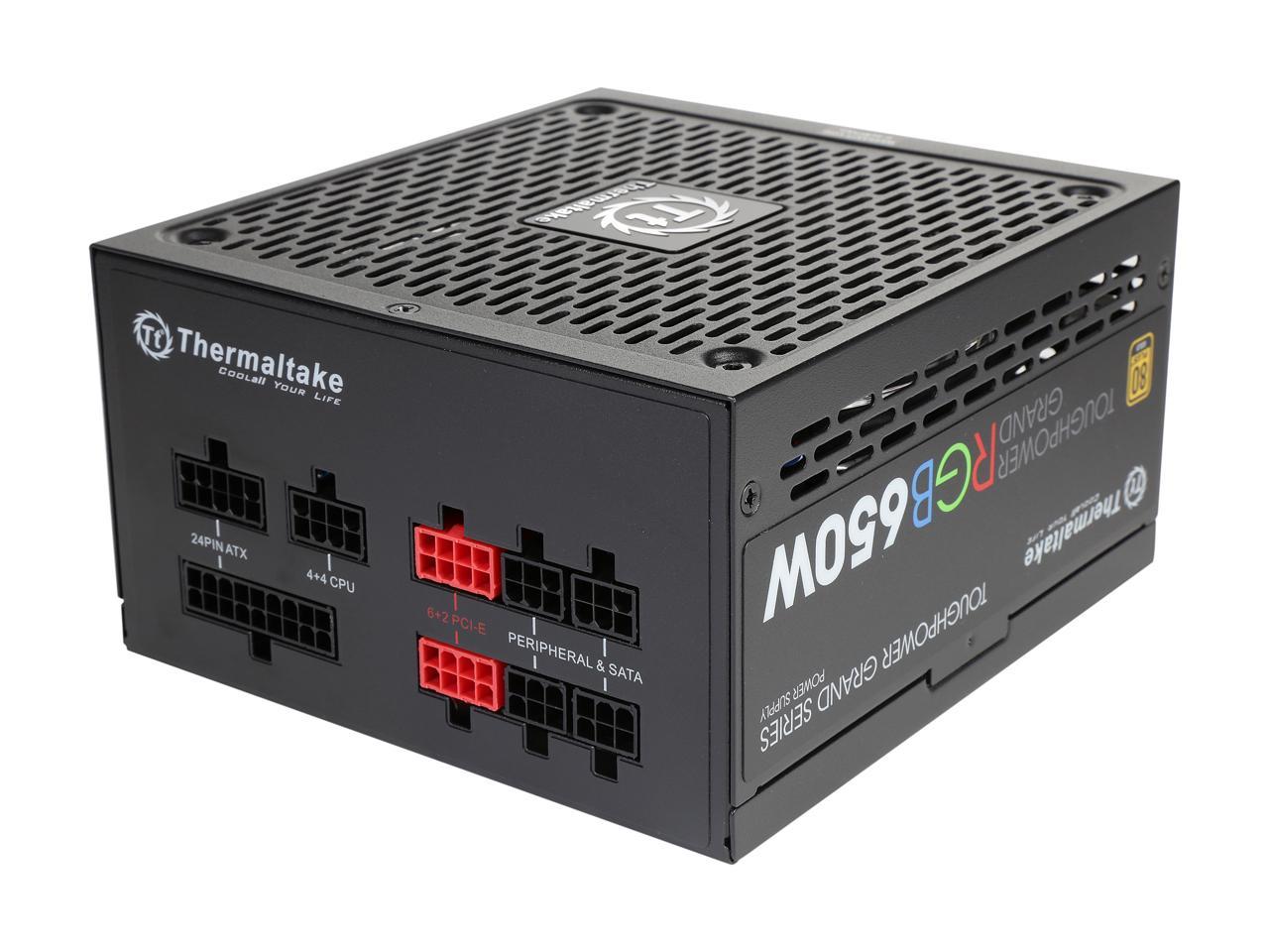 Thermaltake Toughpower Grand RGB 650W Smart Zero Fan SLI/CrossFire Ready Continuous Power ATX12V v2.4 / EPS v2.92 80 PLUS GOLD Certified Full Modular Power Supply PS-TPG-0650FPCGUS-R