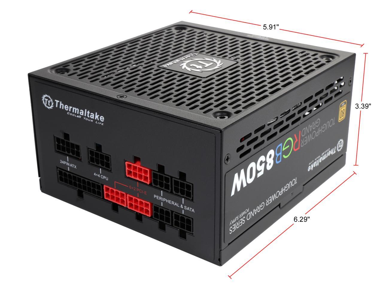Thermaltake Toughpower Grand RGB 850W Smart Zero Fan SLI/CrossFire Ready Continuous Power ATX12V v2.4 / EPS v2.92 80 PLUS GOLD Certified Full Modular Power Supply PS-TPG-0850FPCGUS-R