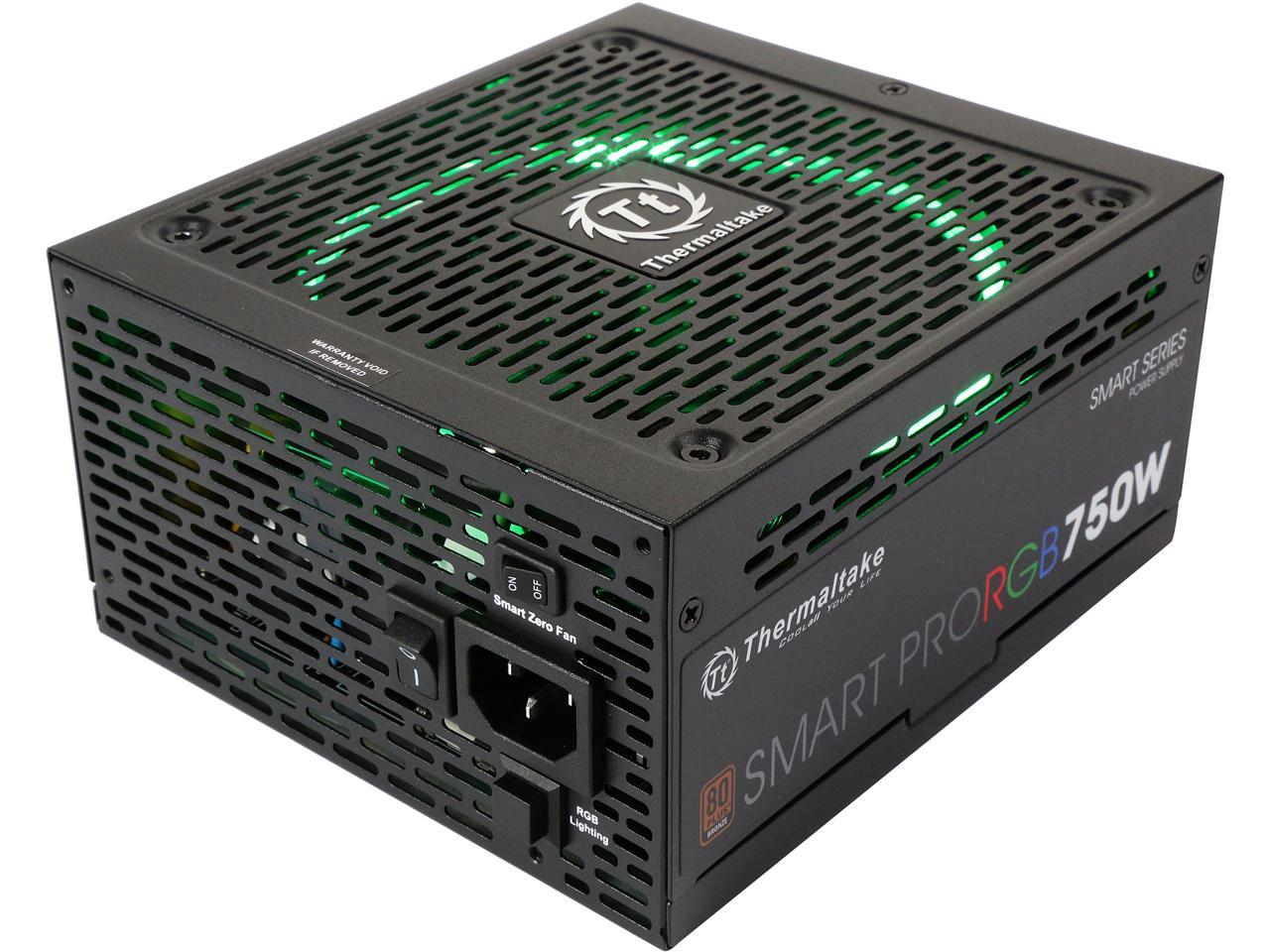Thermaltake Smart Pro RGB 750W Smart Zero Fan SLI/CrossFire Ready Continuous Power ATX12V v2.4 / EPS v2.92 80 PLUS Bronze Certified Full Modular Power Supply PS-SPR-0750FPCBUS-R