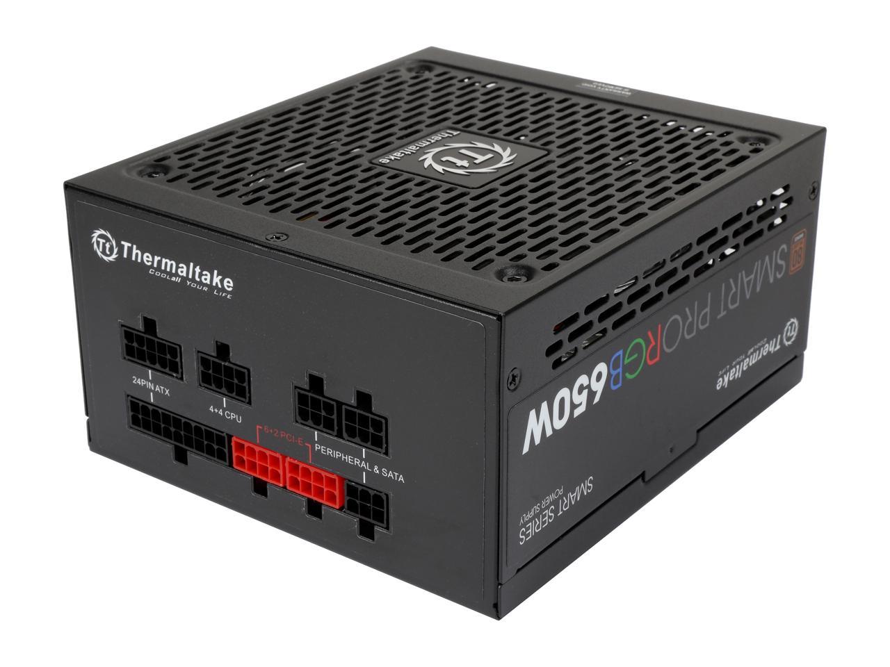 Thermaltake Smart Pro RGB 650W Smart Zero Fan SLI/CrossFire Ready Continuous Power ATX12V v2.4 / EPS v2.92 80 PLUS Bronze Certified Full Modular Power Supply PS-SPR-0650FPCBUS-R