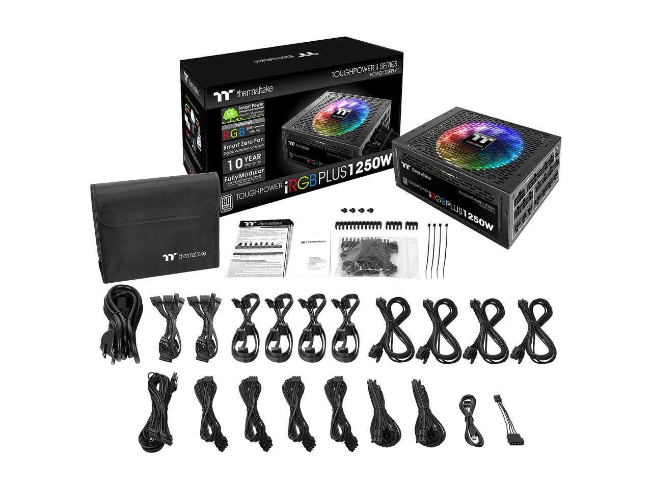 Thermaltake Toughpower iRGB Plus 1250W Digital SLI/CrossFire Ready Continuous Power ATX12V v2.31 / SSI EPS v2.92 80 PLUS TITANIUM Certified 10 Year Warranty Full Modular Active PFC Power Supply Haswell Ready PS-TPI-1250DPCTUS-T