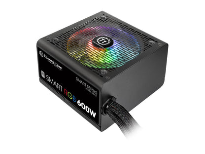 Thermaltake Smart RGB Series 600W SLI/CrossFire Ready Continuous Power ATX 12V V2.3 80 PLUS Certified 5 Year Warranty Active PFC Power Supply Haswell Ready PS-SPR-0600NHFAWU-1