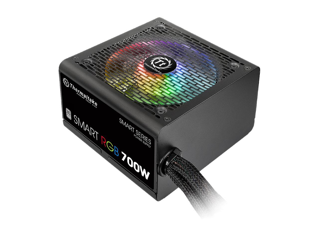 Thermaltake Smart RGB Series 700W SLI/CrossFire Ready Continuous Power ATX 12V V2.3 80 PLUS Certified 5 Year Warranty Active PFC Power Supply Haswell Ready PS-SPR-0700NHFAWU-1