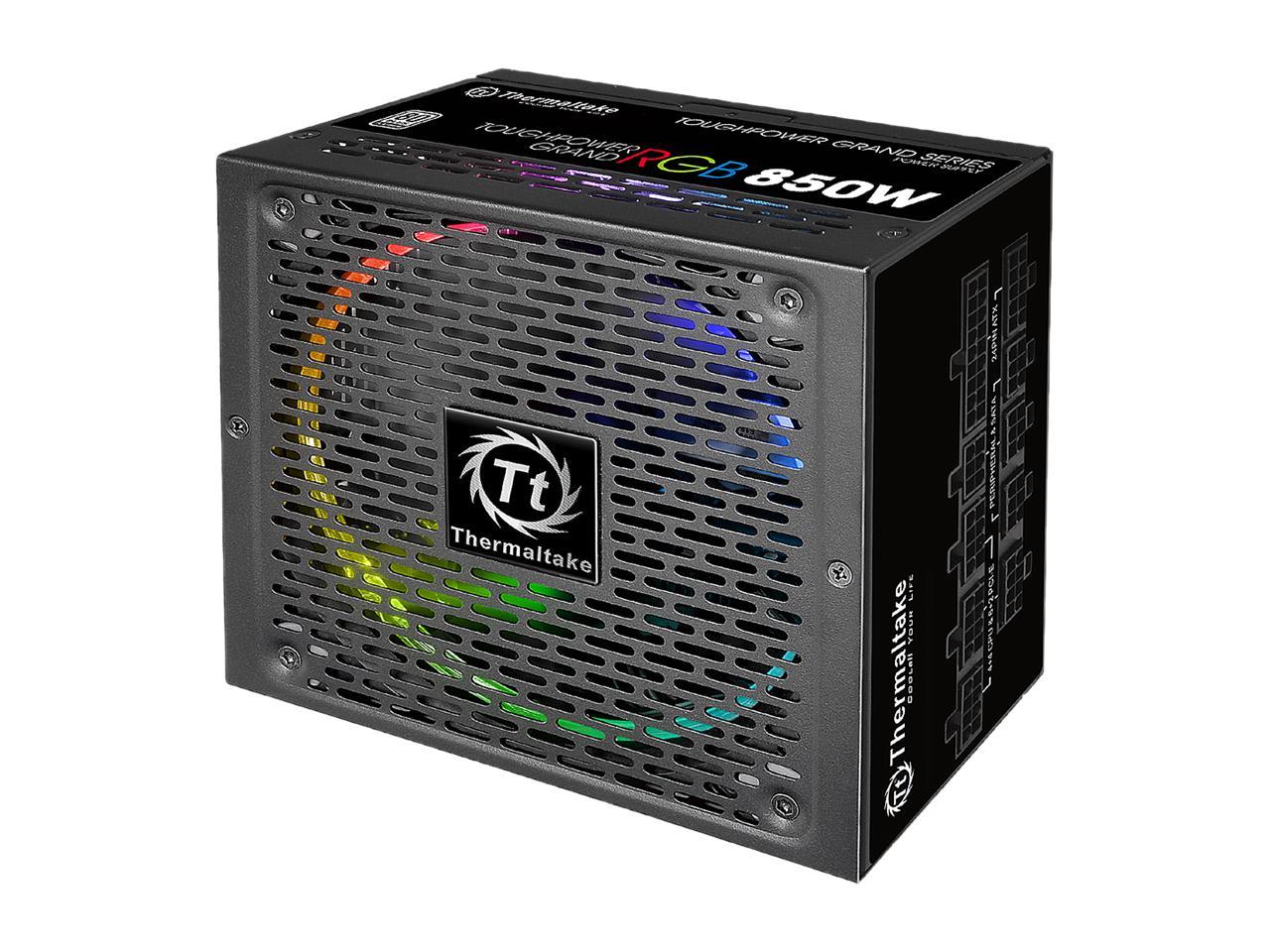 Thermaltake Toughpower Grand RGB 850W SLI/CrossFire Ready Continuous Power RGB LED Smart Zero Fan ATX12V v2.4 / EPS v2.92 80 PLUS PLATINUM Certified 10 Year Warranty Full Modular Power Supply PS-TPG-0850F1FAPU-1