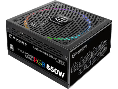 Thermaltake Toughpower Grand RGB 850W SLI/CrossFire Ready Continuous Power RGB LED Smart Zero Fan ATX12V v2.4 / EPS v2.92 80 PLUS PLATINUM Certified 10 Year Warranty Full Modular Power Supply PS-TPG-0850F1FAPU-1