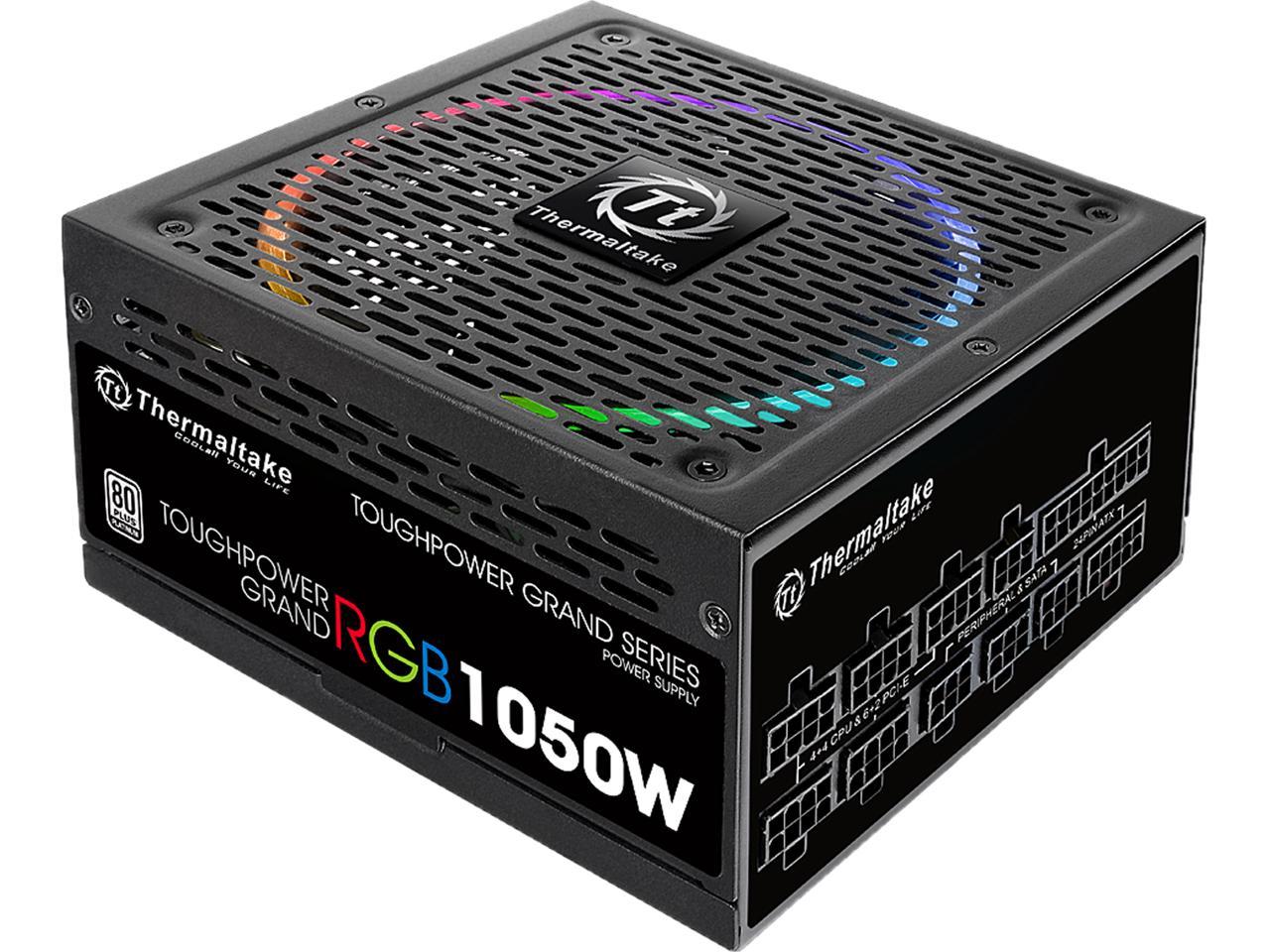 Thermaltake Toughpower Grand RGB 1050W SLI/CrossFire Ready Continuous Power RGB LED Smart Zero Fan ATX12V v2.4 / EPS v2.92 80 PLUS PLATINUM Certified 10 Year Warranty Full Modular Power Supply PS-TPG-1050F1FAPU-1