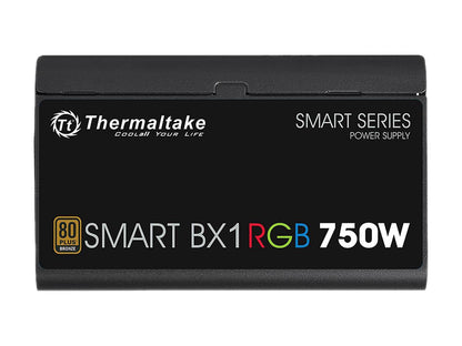 Thermaltake Smart BX1 RGB 750W Bronze SLI/ CrossFire Ready Continuous Power RGB LED ATX12V v2.3 / EPS v2.92 80 PLUS Bronze Certified 5 Year Warranty Non Modular Power Supply PS-SPR-0750NHFABU-1