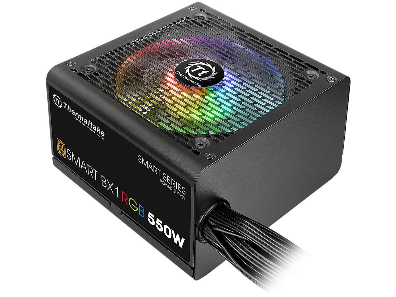Thermaltake Smart BX1 RGB 550W Bronze SLI/ CrossFire Ready Continuous Power RGB LED ATX12V v2.3 / EPS v2.92 80 PLUS Bronze Certified 5 Year Warranty Non Modular Power Supply PS-SPR-0550NHFABU-1