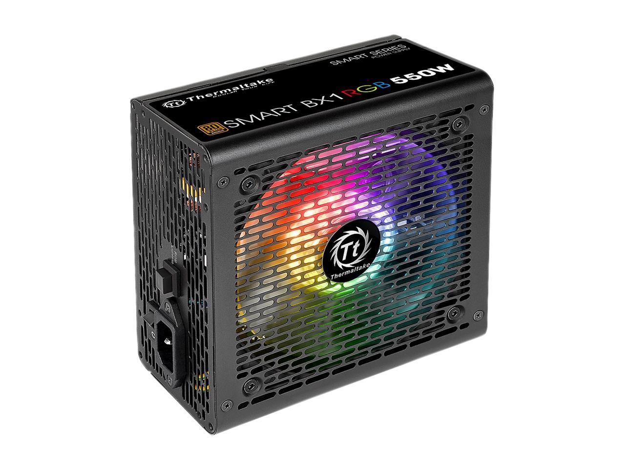 Thermaltake Smart BX1 RGB 550W Bronze SLI/ CrossFire Ready Continuous Power RGB LED ATX12V v2.3 / EPS v2.92 80 PLUS Bronze Certified 5 Year Warranty Non Modular Power Supply PS-SPR-0550NHFABU-1