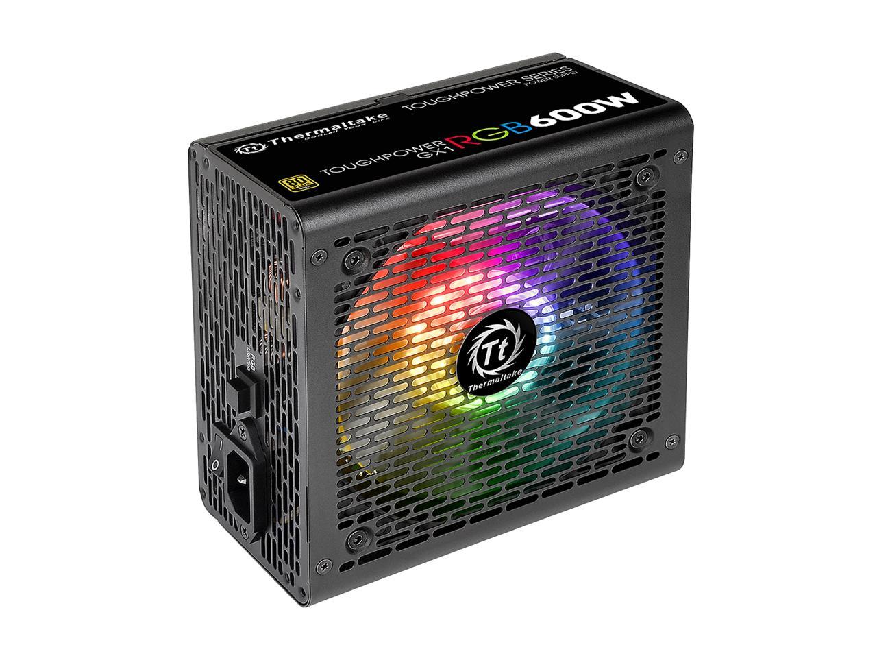 Thermaltake Toughpower GX1 RGB 600W ATX 12V v2.4 and EPS v2.92 80 PLUS GOLD Certified Active PFC Power Supply PS-TPD-0600NHFAGU-1
