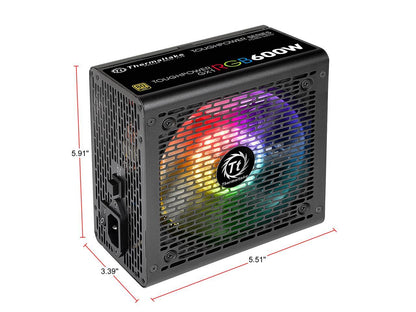Thermaltake Toughpower GX1 RGB 600W ATX 12V v2.4 and EPS v2.92 80 PLUS GOLD Certified Active PFC Power Supply PS-TPD-0600NHFAGU-1
