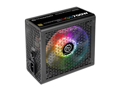 Thermaltake Toughpower GX1 RGB 700W ATX 12V v2.4 and EPS v2.92 80 PLUS GOLD Certified Non-Modular Active PFC Power Supply, PS-TPD-0700NHFAGU-1