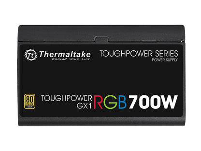 Thermaltake Toughpower GX1 RGB 700W ATX 12V v2.4 and EPS v2.92 80 PLUS GOLD Certified Non-Modular Active PFC Power Supply, PS-TPD-0700NHFAGU-1