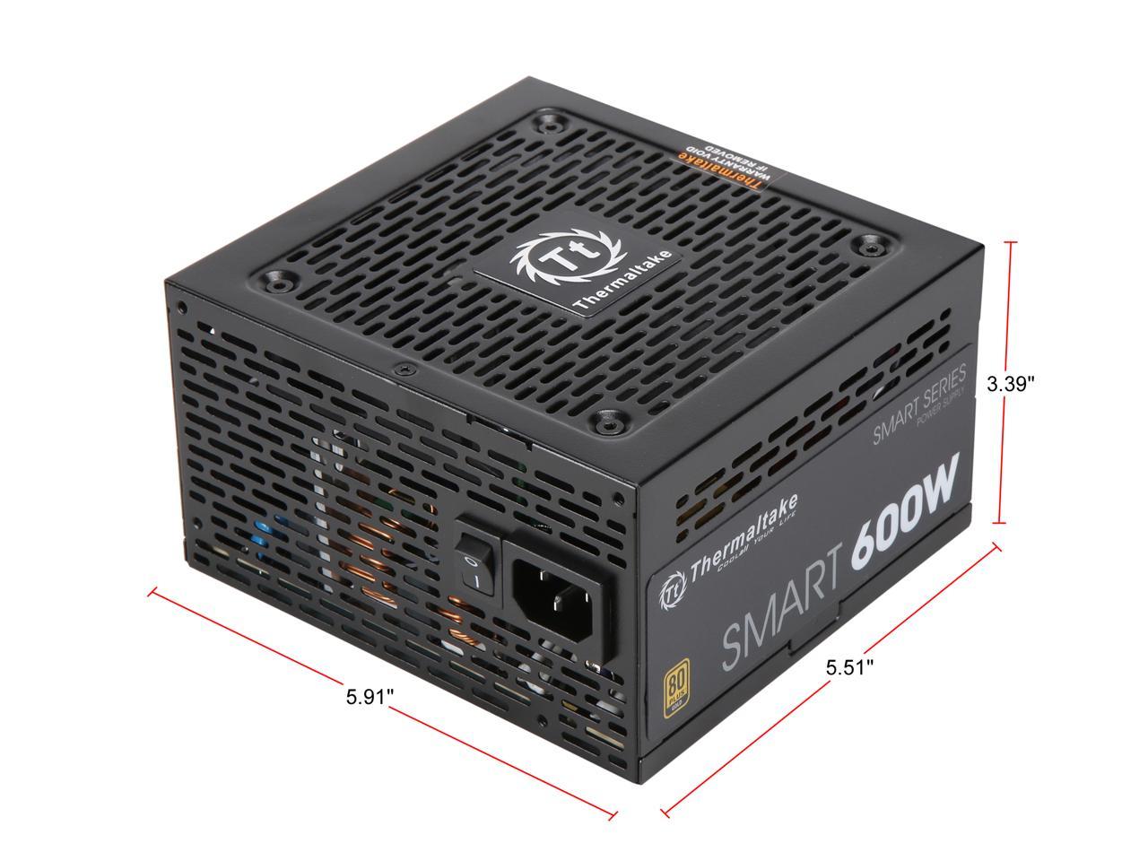 Thermaltake PS-TTP-0600NNFAGU-1 600W ATX12V 80 PLUS GOLD Certified Non-Modular Active PFC Power Supply 80+ Gold Non-Modular SI Only Bulk Pack - OEM