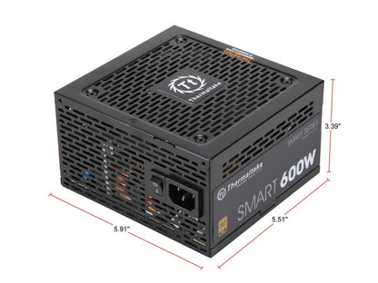 Thermaltake PS-TTP-0600NNFAGU-1 600W ATX12V 80 PLUS GOLD Certified Non-Modular Active PFC Power Supply 80+ Gold Non-Modular SI Only Bulk Pack - OEM