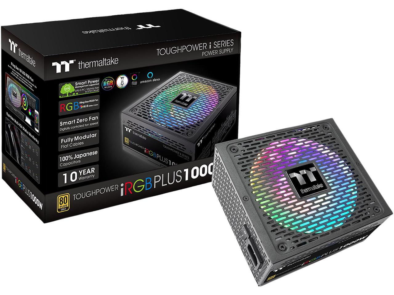 Thermaltake Toughpower iRGB PLUS 1000W 80+ Gold SLI/ CrossFire Ready RGB LED ATX12V v2.4/ EPS v2.92 10 Year Warranty Fully Modular Digital Power Supply PS-TPI-1000F3FDGU-1