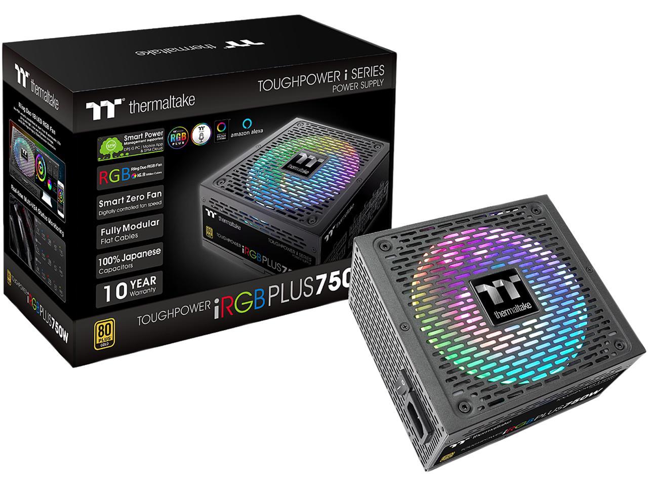 Thermaltake Toughpower iRGB PLUS 750W 80+ Gold SLI/ CrossFire Ready RGB LED ATX12V v2.4/ EPS v2.92 10 Year Warranty Fully Modular Digital Power Supply PS-TPI-0750F3FDGU-1