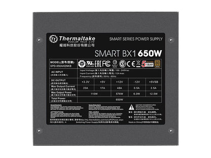 Thermaltake Smart BX1 650W Bronze SLI/ CrossFire Ready Continuous Power ATX12V V2.3/ EPS V2.92 80 Plus Bronze Certified 5 Year Warranty Non Modular Power Supply PS-SPD-0650NNFABU-1