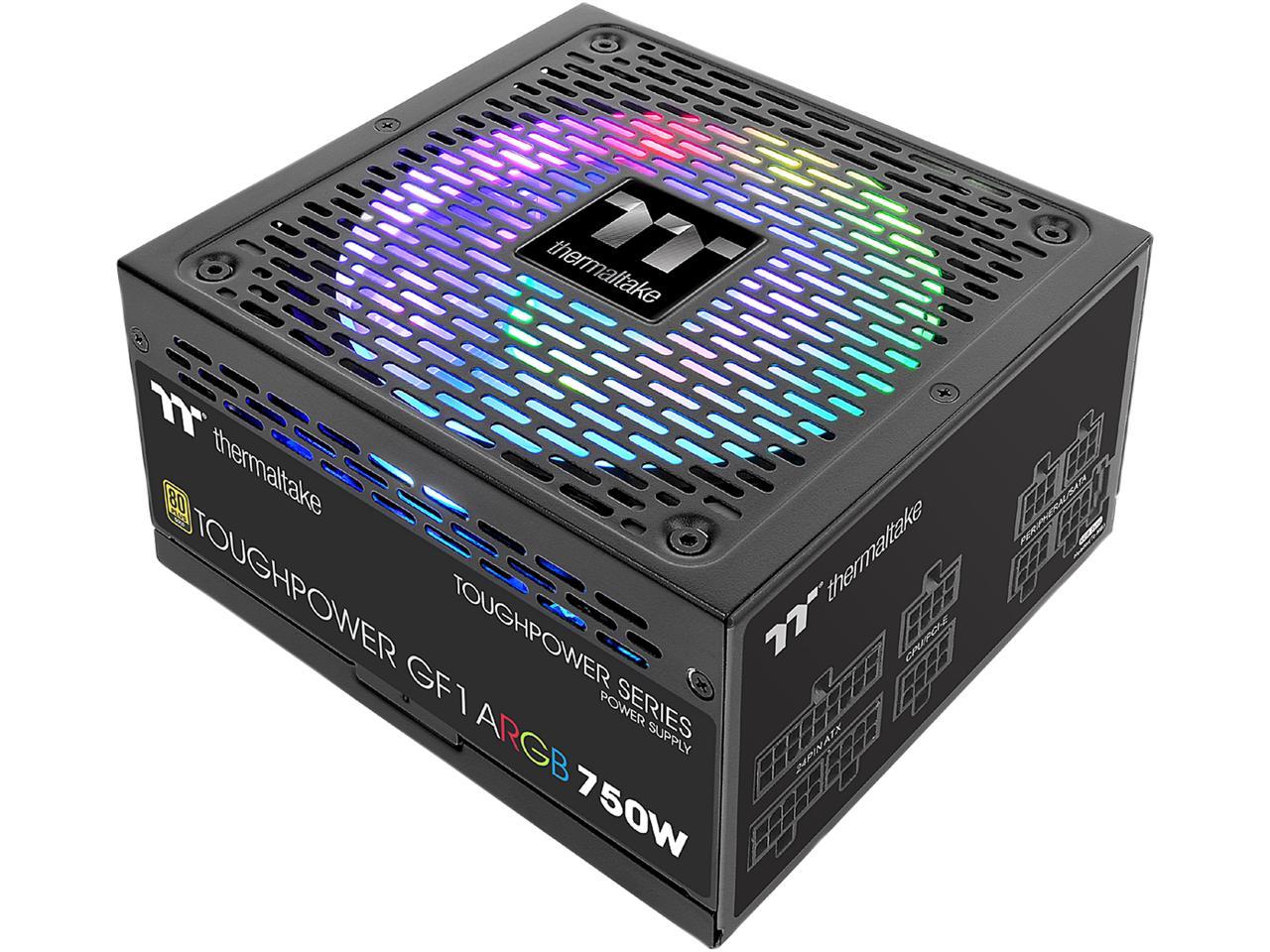 Thermaltake Toughpower GF1 ARGB 750W 80+ Gold 16.8 Million Colors 18 Addressable LEDs 5V Motherboard Sync/Analog Controlled SLI Full Modular Power Supply PS-TPD-0750F3FAGU-1