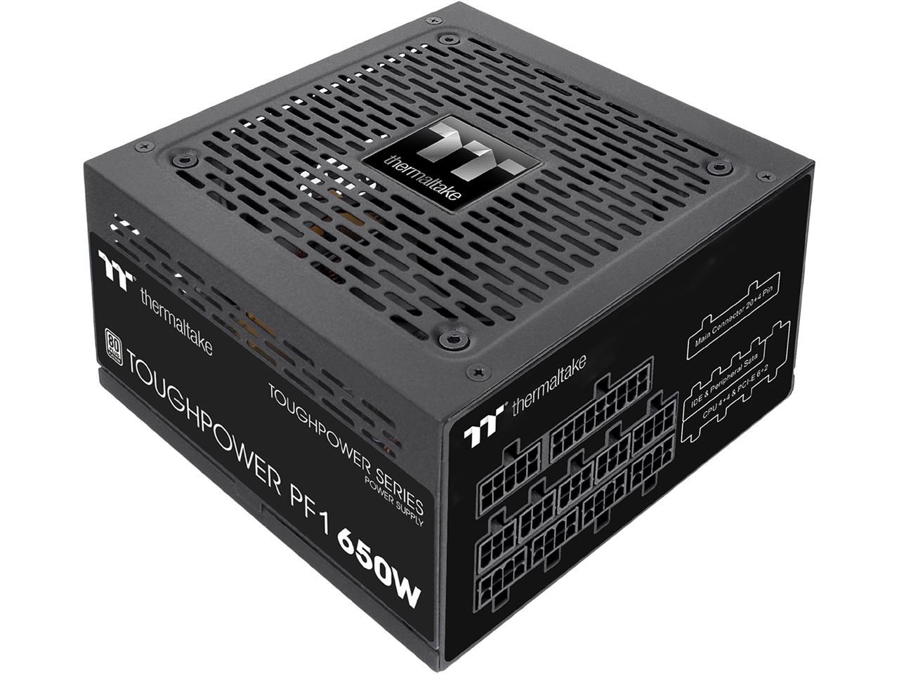 Thermaltake Toughpower PF1 650W 80+ Platinum Single Side SMD Compact Design Ultra Quiet 120mm Hydraulic Bearing Smart Zero Fan Full Modular Power Supply 10 Year Warranty, PS-TPD-0650FNFAPU-1