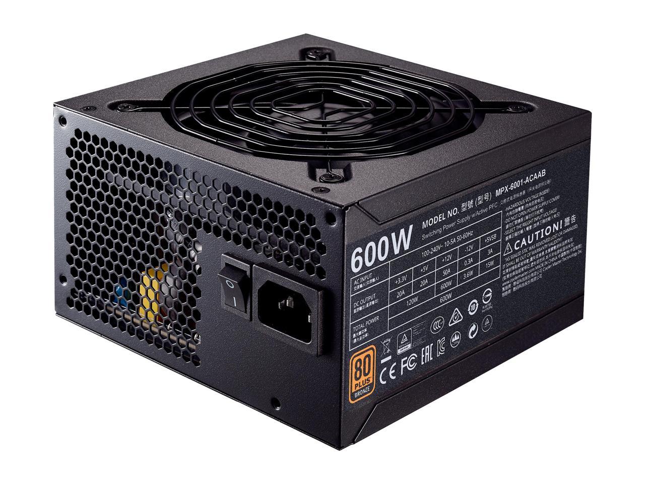 Cooler Master MWE 600 Watt Silencio Fan, Modular 80 PLUS Bronze Power Supply