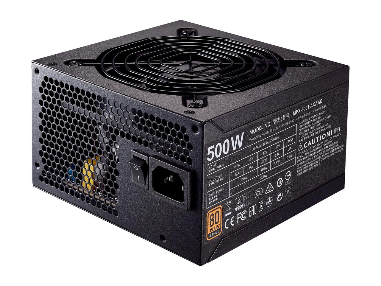 Cooler Master MWE 500 Watt Silencio Fan, Modular 80 PLUS Bronze Power Supply