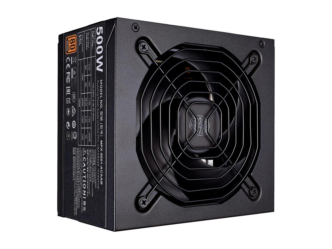 Cooler Master MWE 500 Watt Silencio Fan, Modular 80 PLUS Bronze Power Supply