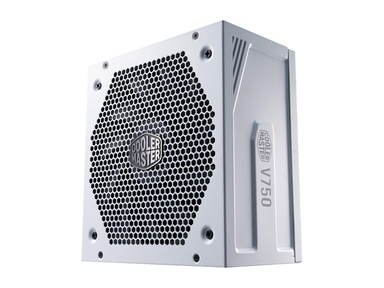 Cooler Master V750 Gold V2 White Edition Full Modular, 750W, 80+ Gold Efficiency, Semi-fanless Operation, 16AWG PCIe High-efficiency Cables, 10 Year Warranty