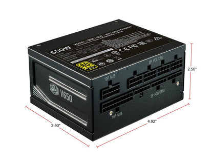 Cooler Master V650 SFX Gold Full Modular, 650W, 80+ Gold Efficiency, ATX Bracket Included, Quiet FDB Fan, Semi-fanless Operation, SFX Form Factor, 10 Year Warranty