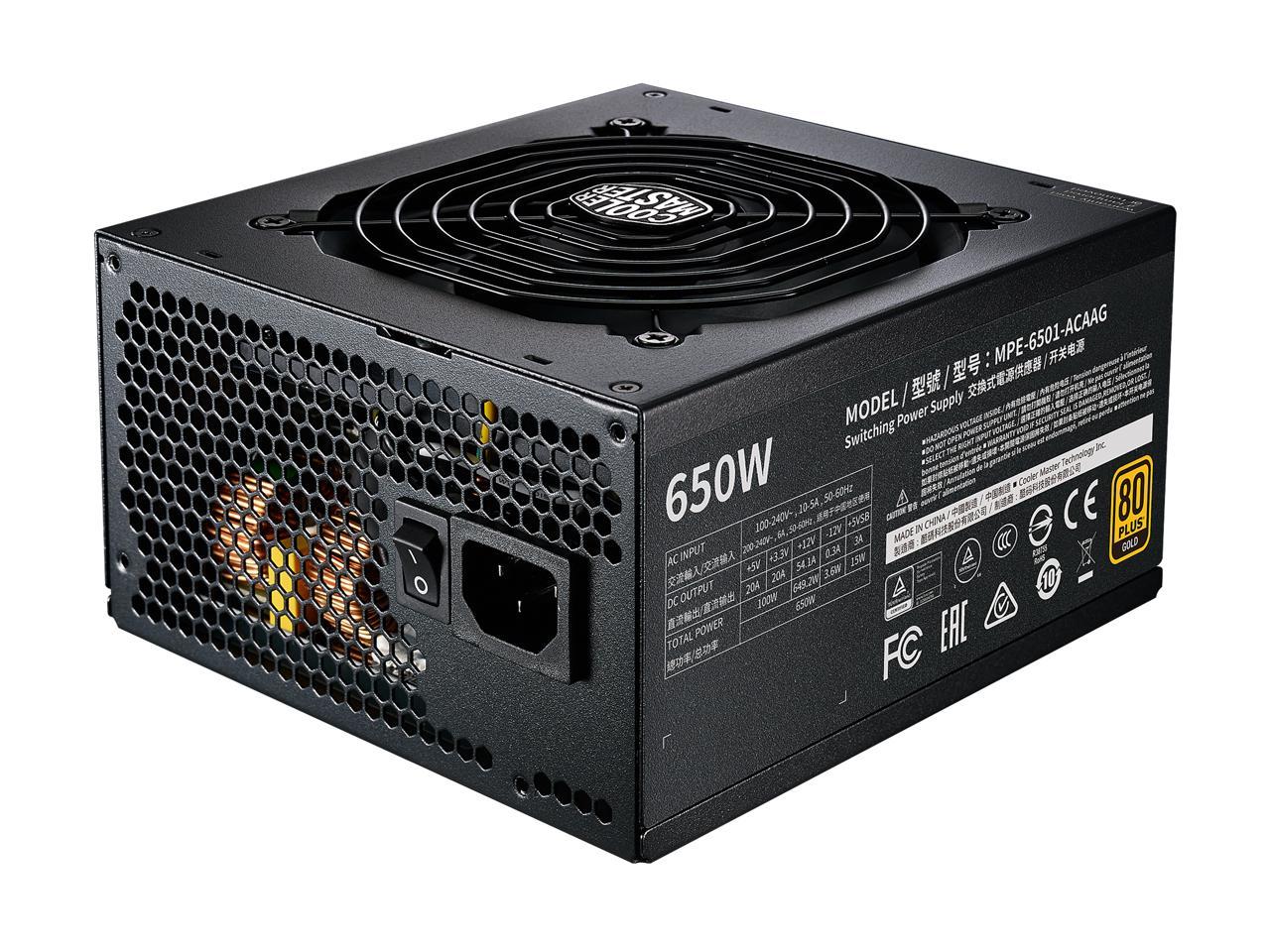 Cooler Master MWE Gold 650 V2 Fully Modular, 650W, 80+ Gold Efficiency, Quiet HDB Fan, 2 EPS Connectors, High Temperature Resilience, 5 Year Warranty